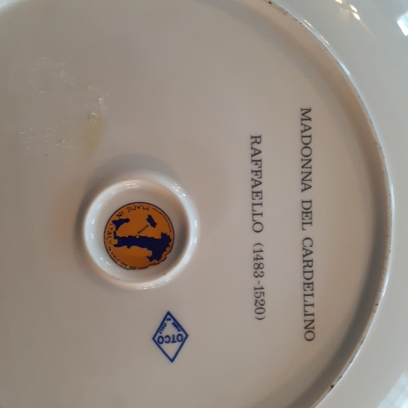 STUNNING MADONNA DEL CARDELLINO RAFFAELLO 13" Decorative Platter Made in Italy - Picture 4 of 5